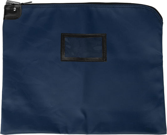 BankSupplies HIPAA Locking Courier Bags | Navy Blue | 19W x 15H | Durable Laminated Nylon Fabric | Metal Pop Up Lock | For Money, Coins, Currency, Checks & Documents