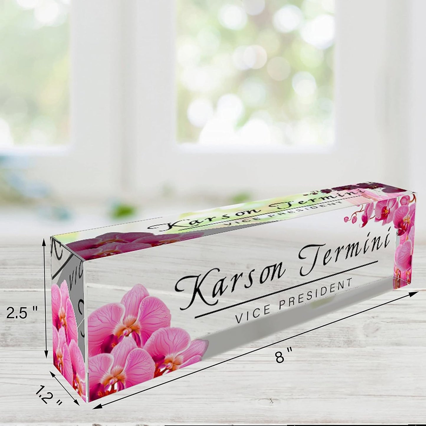 Desk Name Plate Personalized | Office Decor | Name Tags | Desk Decorations for Women Office… (Orchid)