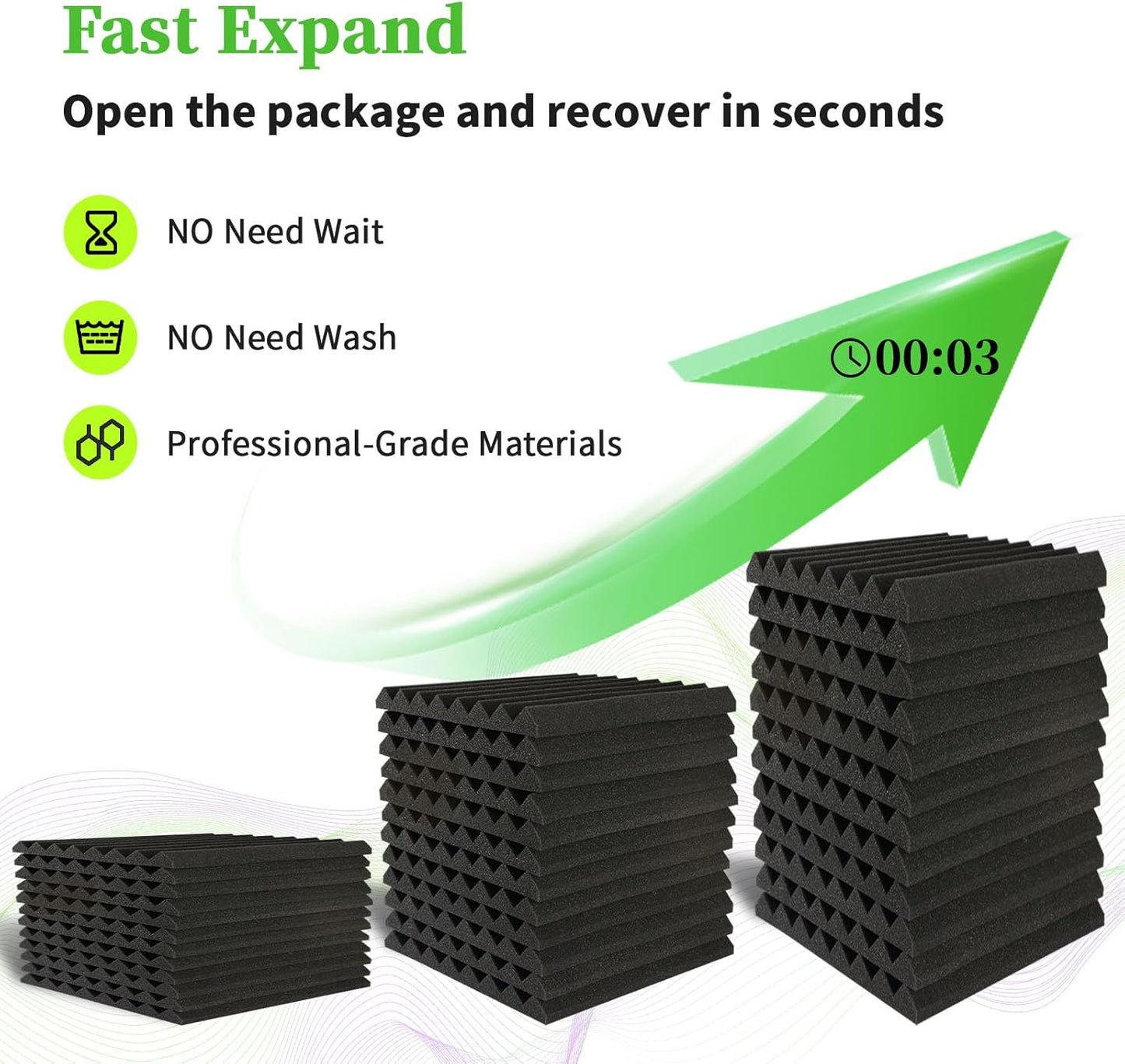 24 Pack Sound Proof Foam Panels for Walls, Thickened 2x12x12 Inches Wedges Acoustic Panels Sound Absorbing, High Density Pyramid Noise Reduction Panels