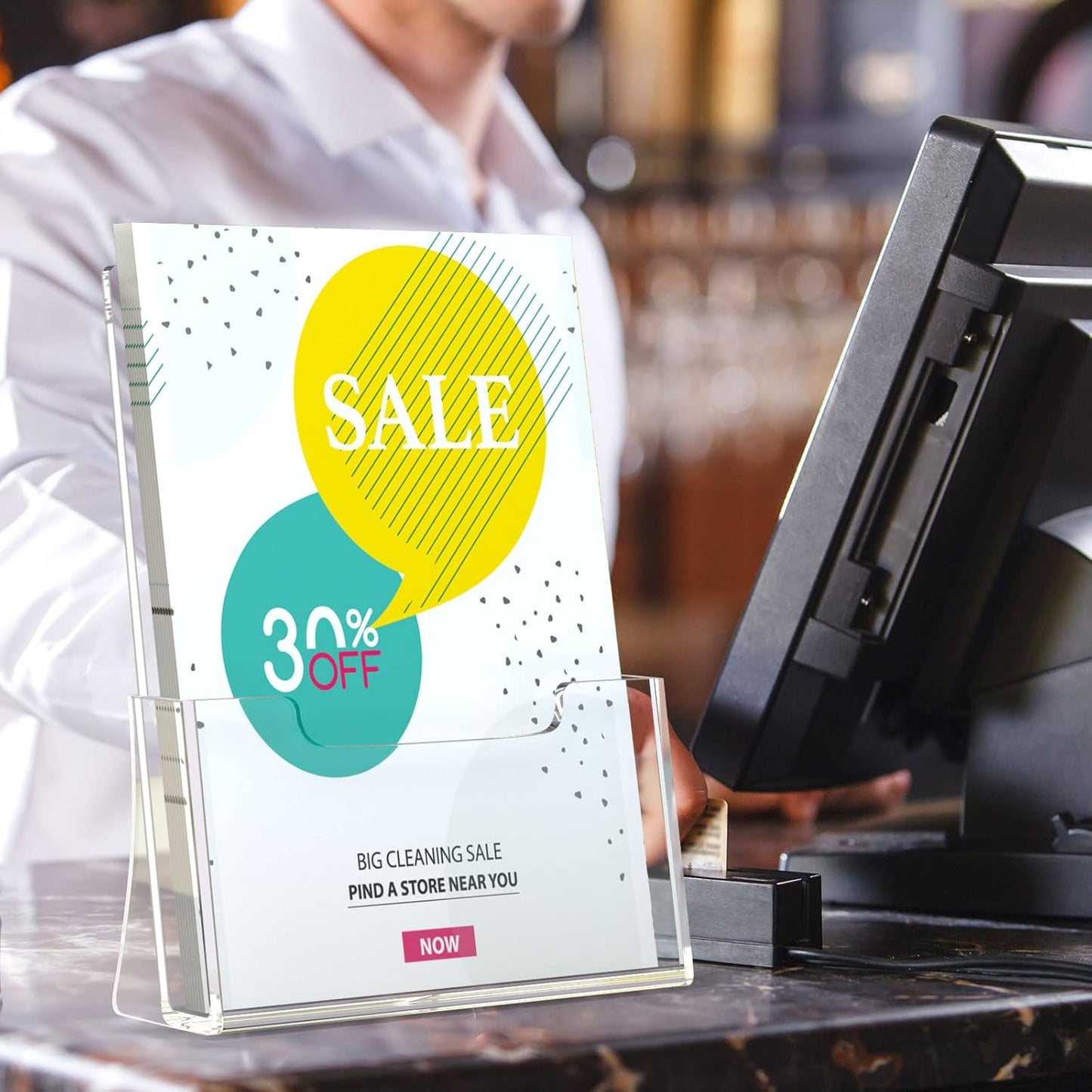 HIIMIEI Brochure Holder 8.5 x 11 inches, Acrylic Flyer Holder with 6 Pack, Plastic Stands for Displaying Magazines, Pamphlets, Literature, Brochures, Booklets, Menu