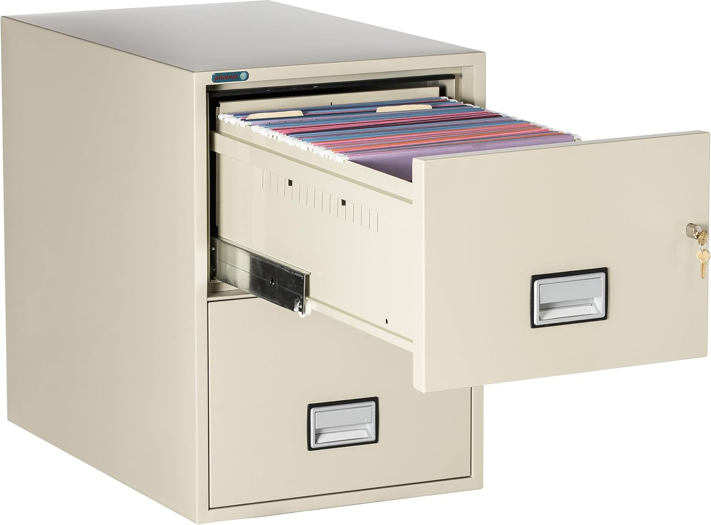 31 inch 2-Drawer Vertical Fireproof File Cabinet – Legal and Letter Size Filing – Key Lock – Water Resistant Seal – Fire and Impact Rated – Putty Finish – Model LGL2W31P