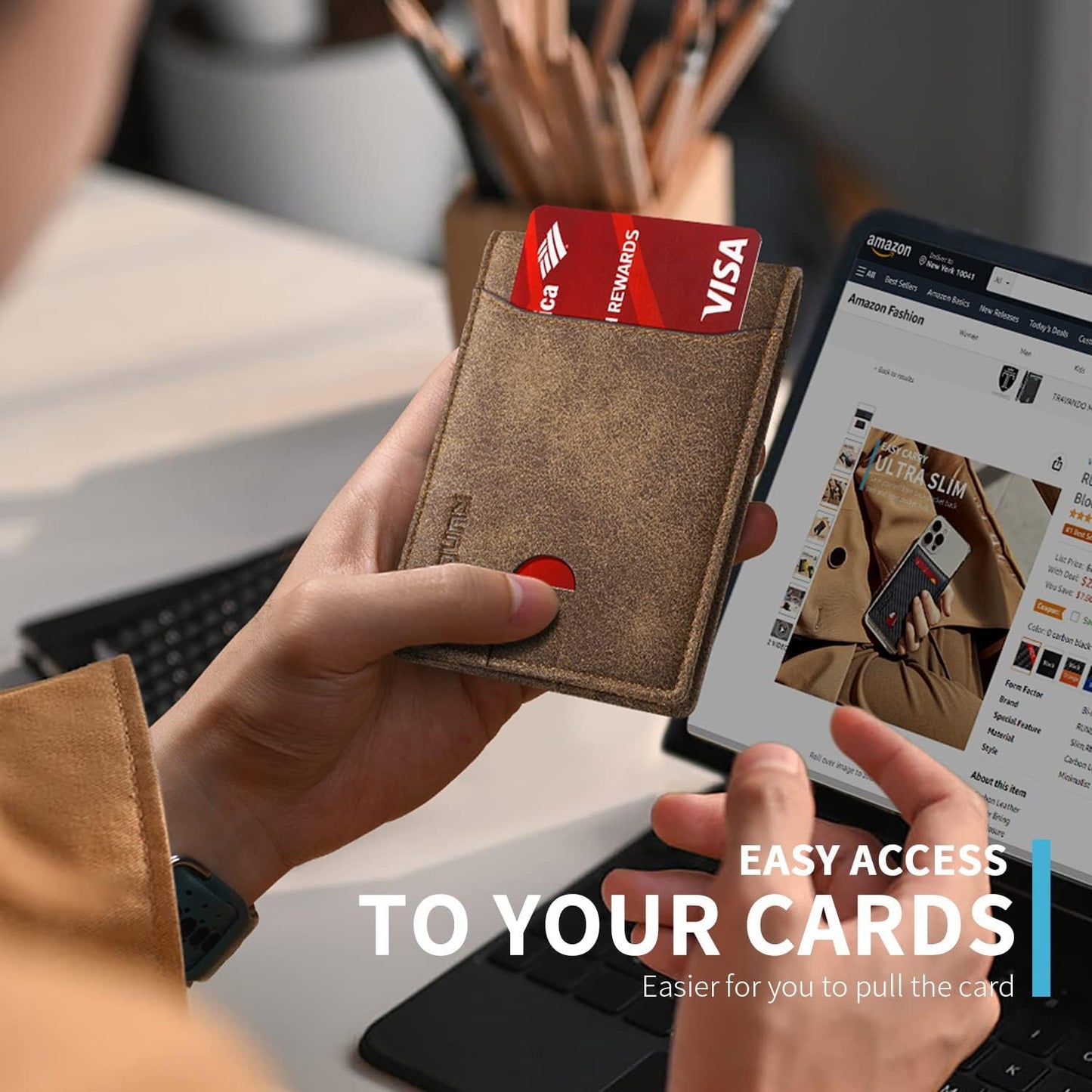 RUNBOX Novelty Wallet for Men Slim 11 Credit Card Holder Slots Leather RFID Blocking Small Thin Men's Wallet Bifold Minimalist Front Pocket Large Capacity Gift Box