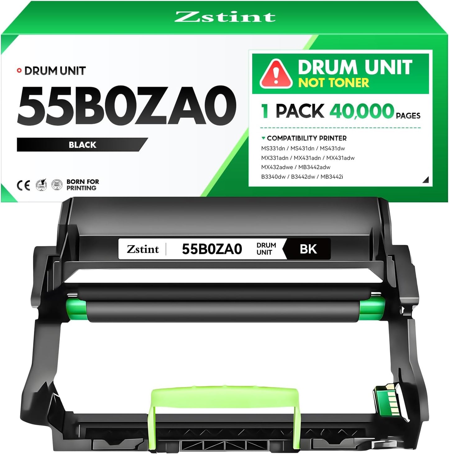 55B0ZA0 Imaging Unit (Not Toner) Replacement for 55B0ZA0 Drum Unit Compatible with Lexmark MS331dn MS431dn MX331adn MS431dw MX431adn MX431adw MX432adwe MB3442adw B3340dw B3442dw MB3442i Laser Printer