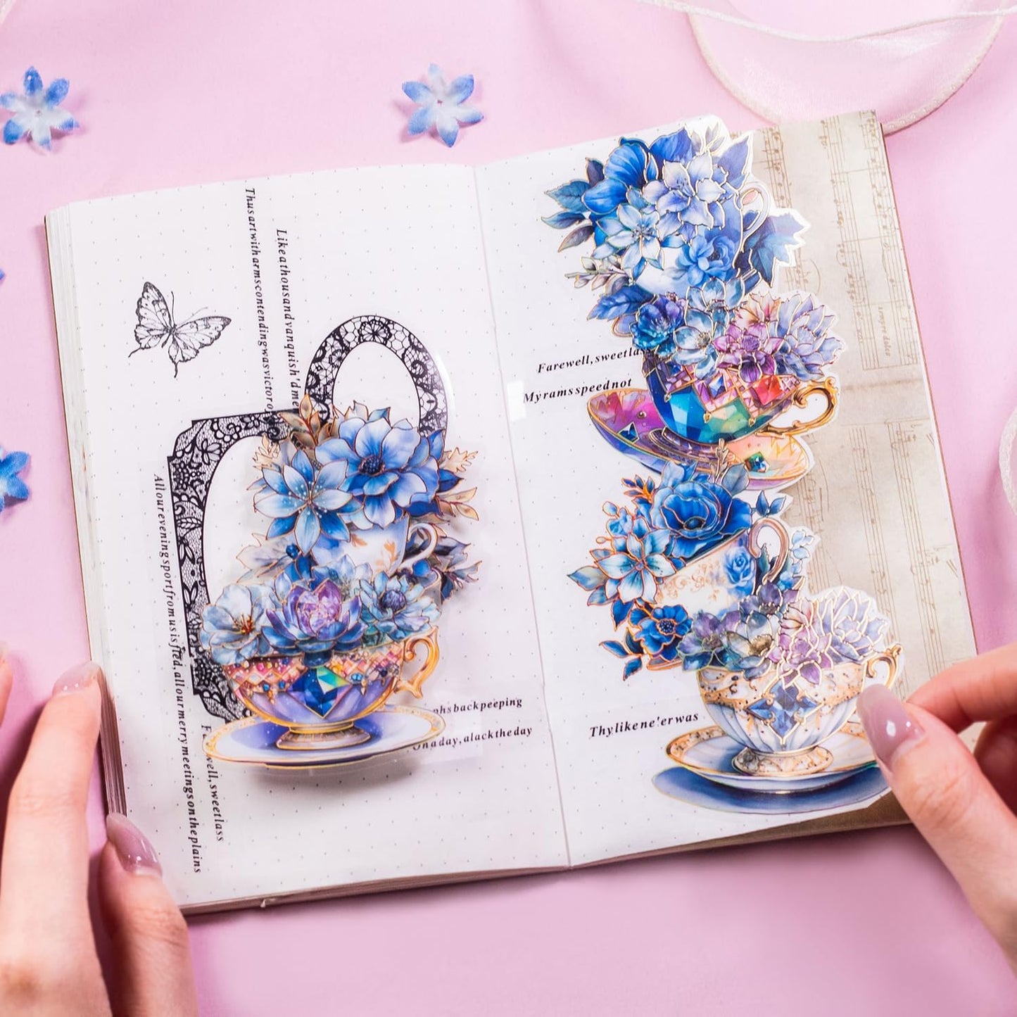 Alideco 120pcs Scrapbook Stickers Hot Stamping Flower Scrapbooking Junk Journal Crafts Embelishment Decoration Diary Stickers (annidewuhou)