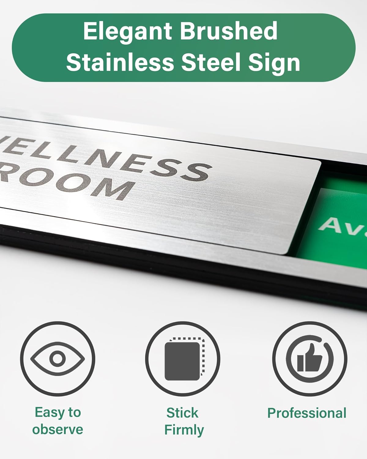 Meeting Room Sliding Door Signs Do Not Disturb, In Use/Available Slider Sign for Home Office Conference Vacant Occupied Privacy Slide Door Sign，Brushed Silver