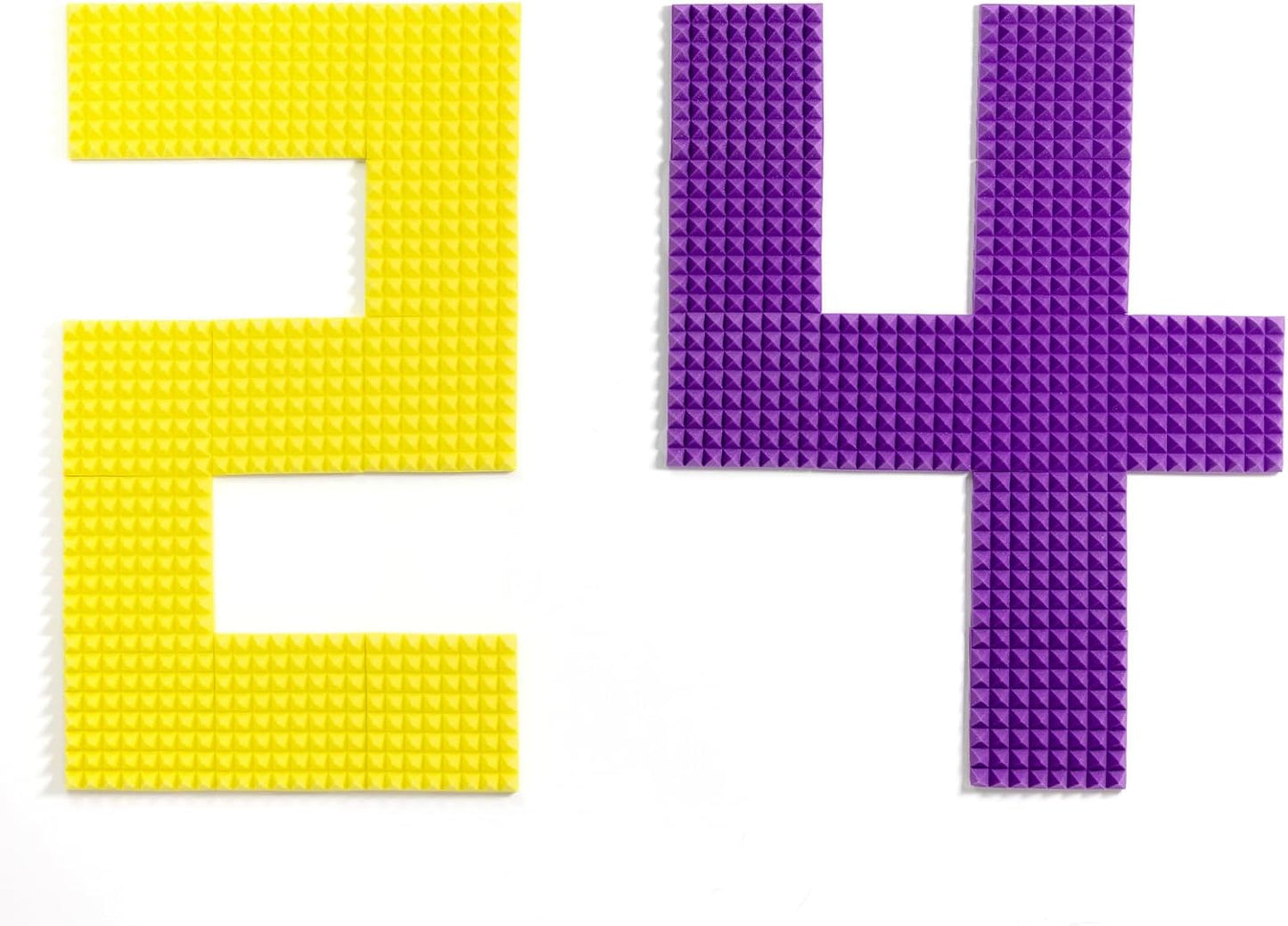 Sonicism Sound Proof Foam Panels for walls Self-Adhesive Pyramid 12 Pack 12" X 12" X 1" Acoustic Panels Fast Expand 35kg/m³High Density Soundproof Wall Panels,Sound Absorption&Decoration(Black/Purple)