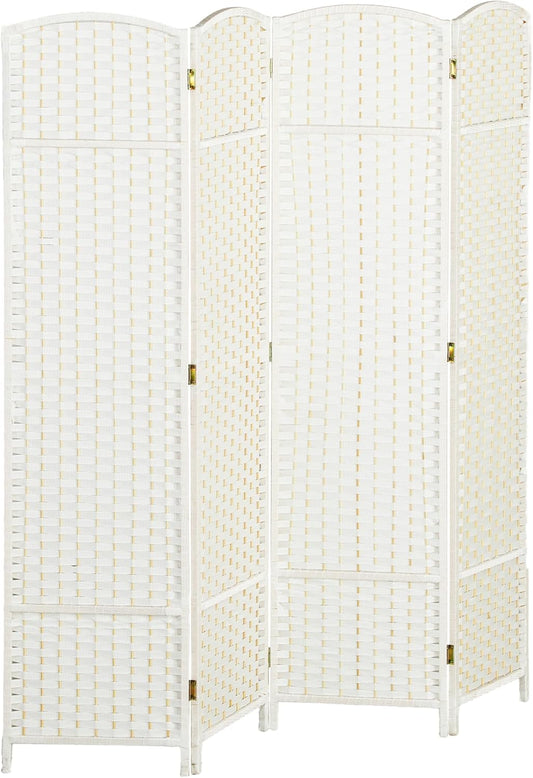 HOMCOM Room Divider, 4 Panel Folding Privacy Screen, 5.6' Tall Freestanding Wall Partition for Home Office, Bedroom, White