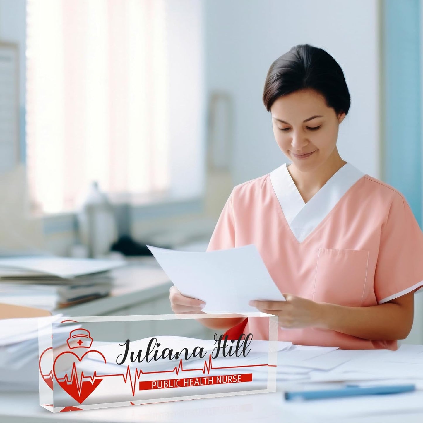 Desk Name Plate Personalized, Nurse Name Plate for Desk, Office Desk Decor for Women and Men, Employee Appreciation Gifts Office Gifts for Nurse (Nurse Funds)