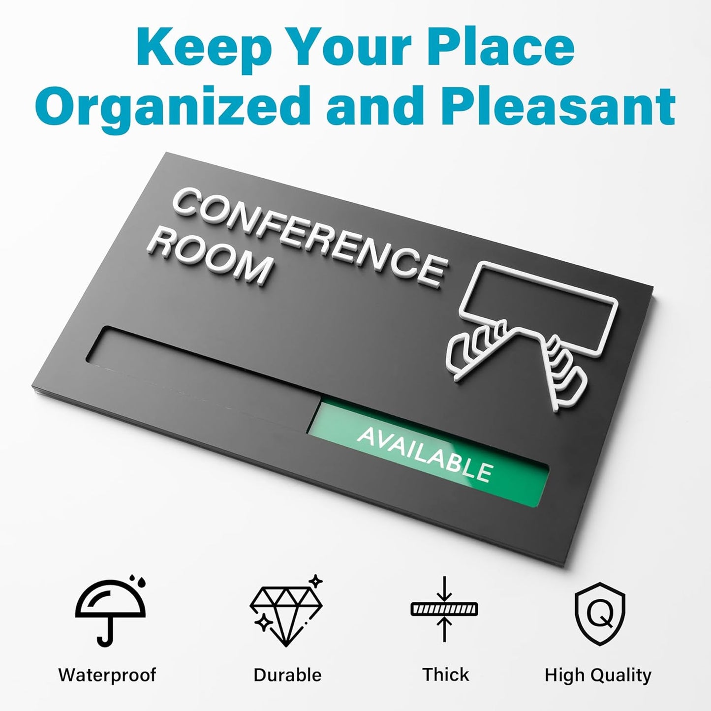 Office Door Signs for Conference Room, Meeting In Progress Door Sign, In Use Available Slider Indicator Tells Whether Room Vacant Or Occupied