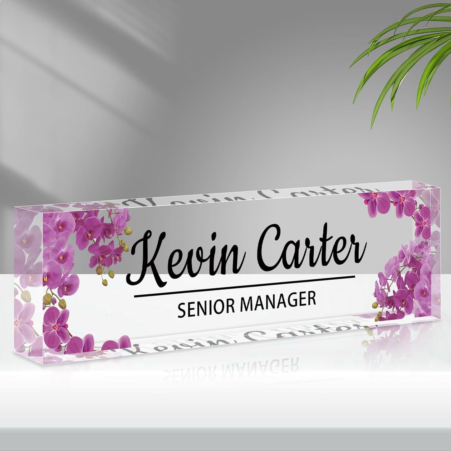 Name Plate for Desk Personalized, Acrylic Desk Decorations, Employee Appreciation Gifts, Custom Office Gifts for Coworkers, Boss, Teacher, Nurse (Orchid)