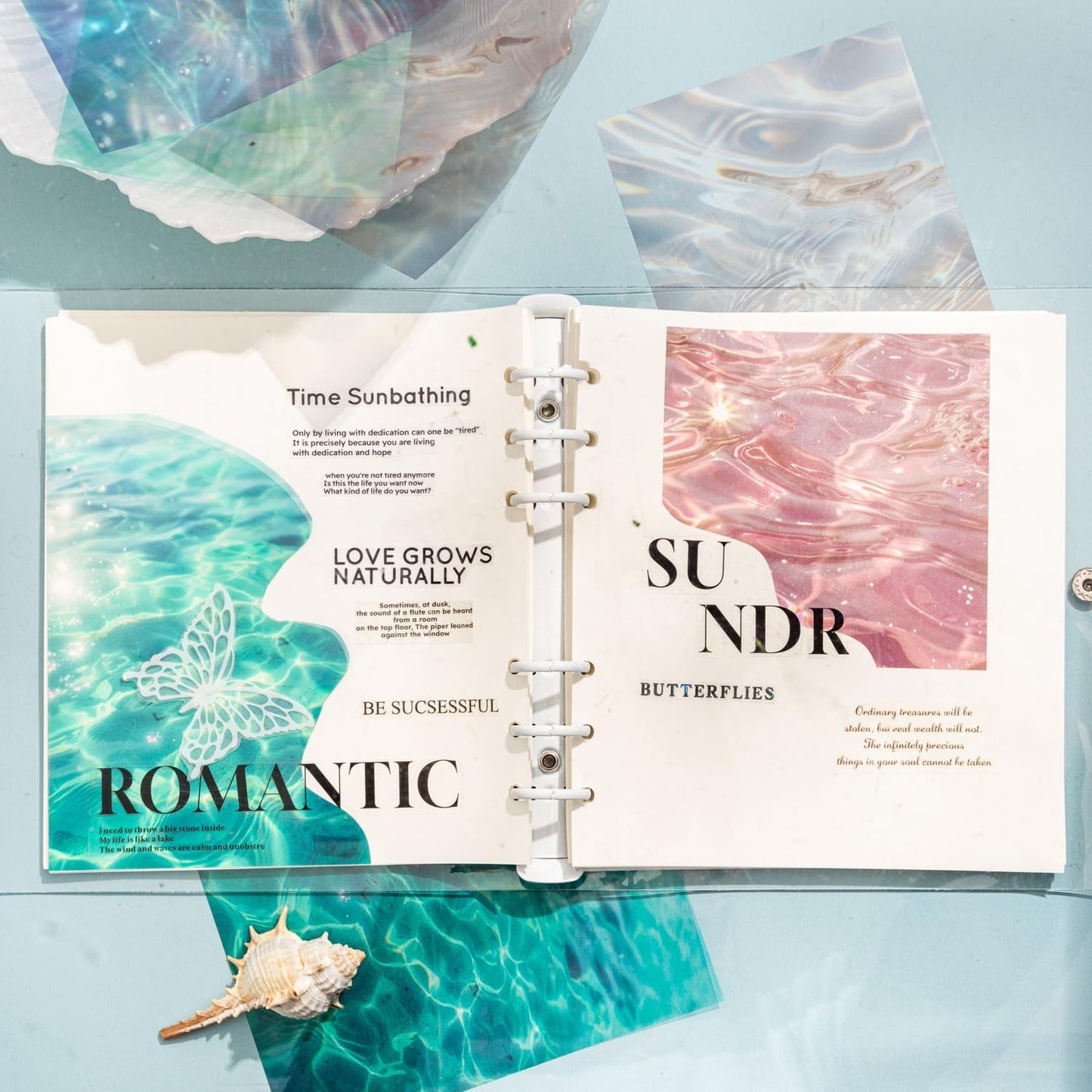 Wave PET Scrapbook Stickers Set, 60PCS Ocean Ephemera for Scrapbooking, Junk Journaling, Crafting, DIY Projects, Diaries, and Art Supplies