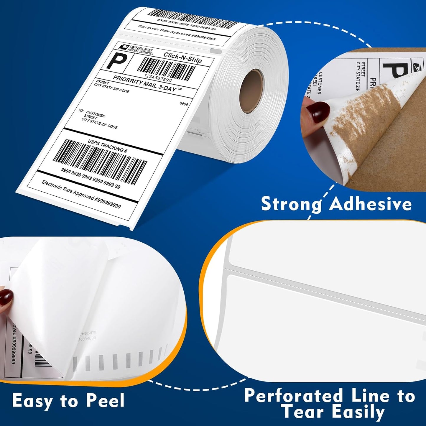 L LIKED 3300 PCS 4"x 6" Direct Thermal Labels White Perforated Shipping Label, Compatible with DYMO 4XL 1744907,Zebra, Rollo, Jadens, Nelko, 220 Labels per Roll, 15 Rolls