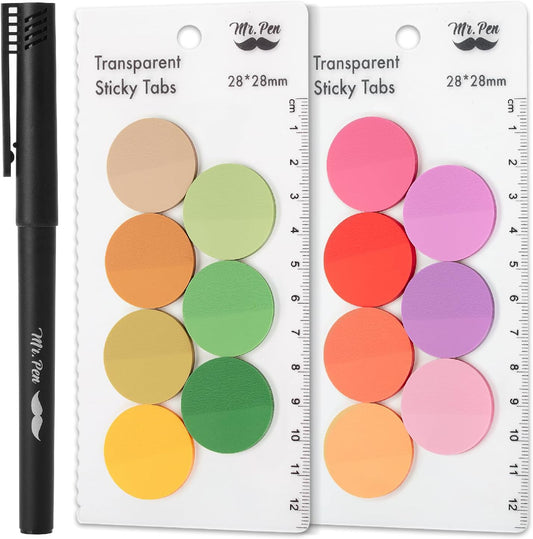 Mr. Pen- Transparent Sticky Note Set, 560Sheets, Colorful, Round Transparent Sticky Notes Set
