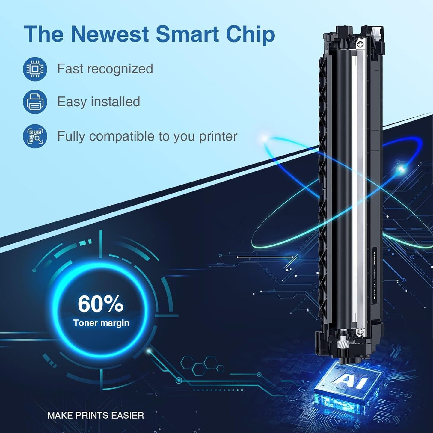 TN760 Toner Cartridge Compatible Replacement for Brother TN760 TN-760 TN730 TN-730 for MFC-L2690DW MFC-L2710DW MFC-L2750DW HL-L2370DW HL-L2395DW DCP-L2550DW HL-L2350DW Printer Toner Cartridges(4 Pack)