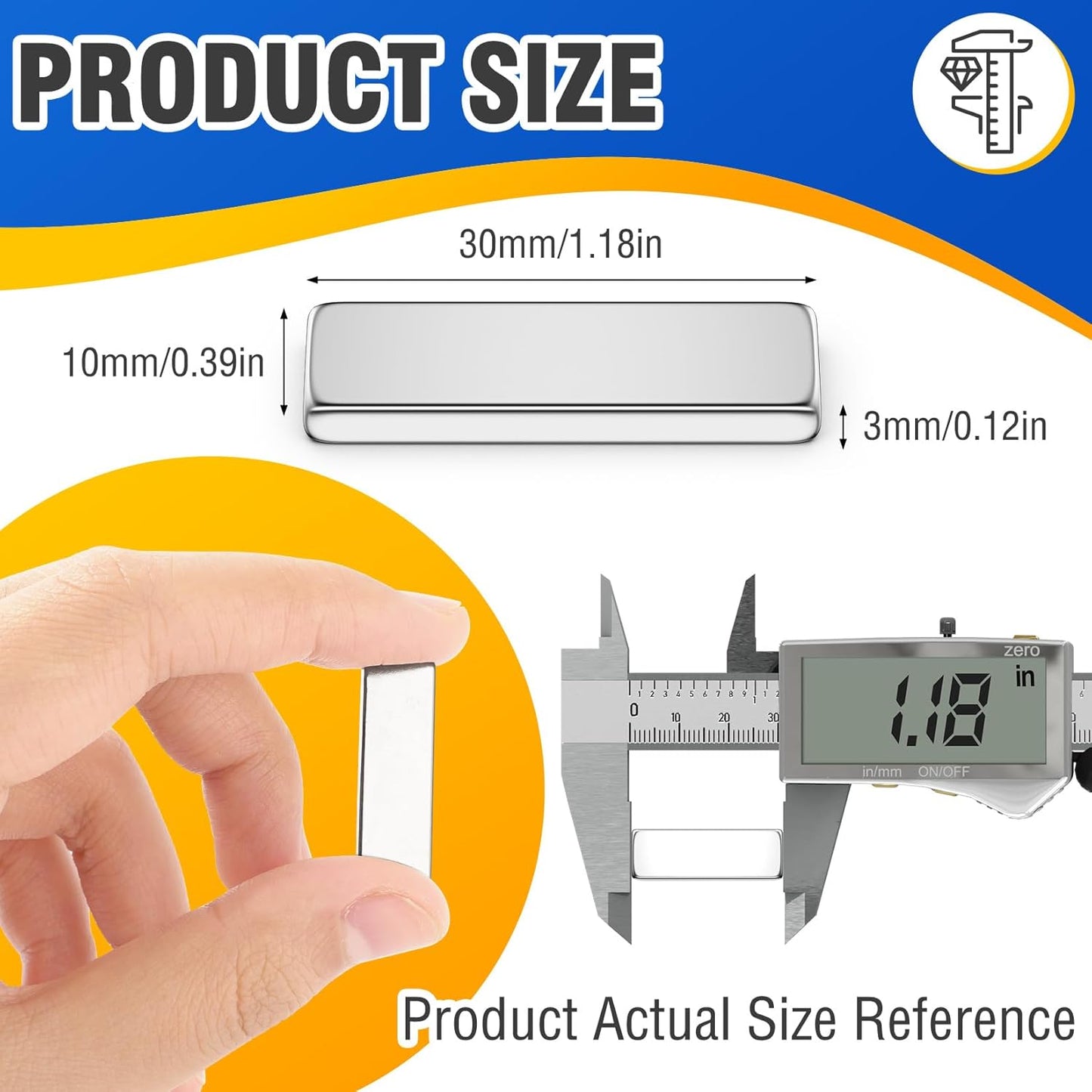 Grtard 30 Pack Strong Neodymium Magnets Fridge Magnet Bar 30x10x3mm Heavy Duty Magnets Bar Rectangular Rare Earth Magnet for Fridge, Home Organization, Photos, Postcard, Iron Tools