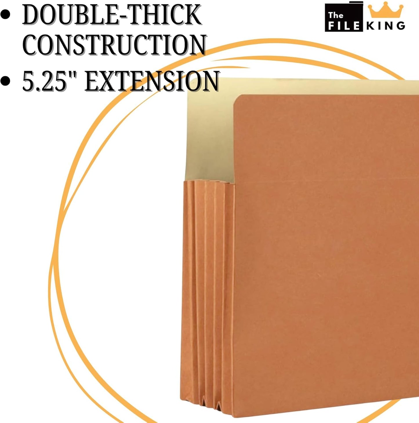The File King Accordion File Folders Letter Size | Box of 50 Redropes | Expanding File Folder - 5.25" Expansion | Expandable Accordian File Organizer Pocket | Redwell Filing Organization & Storage