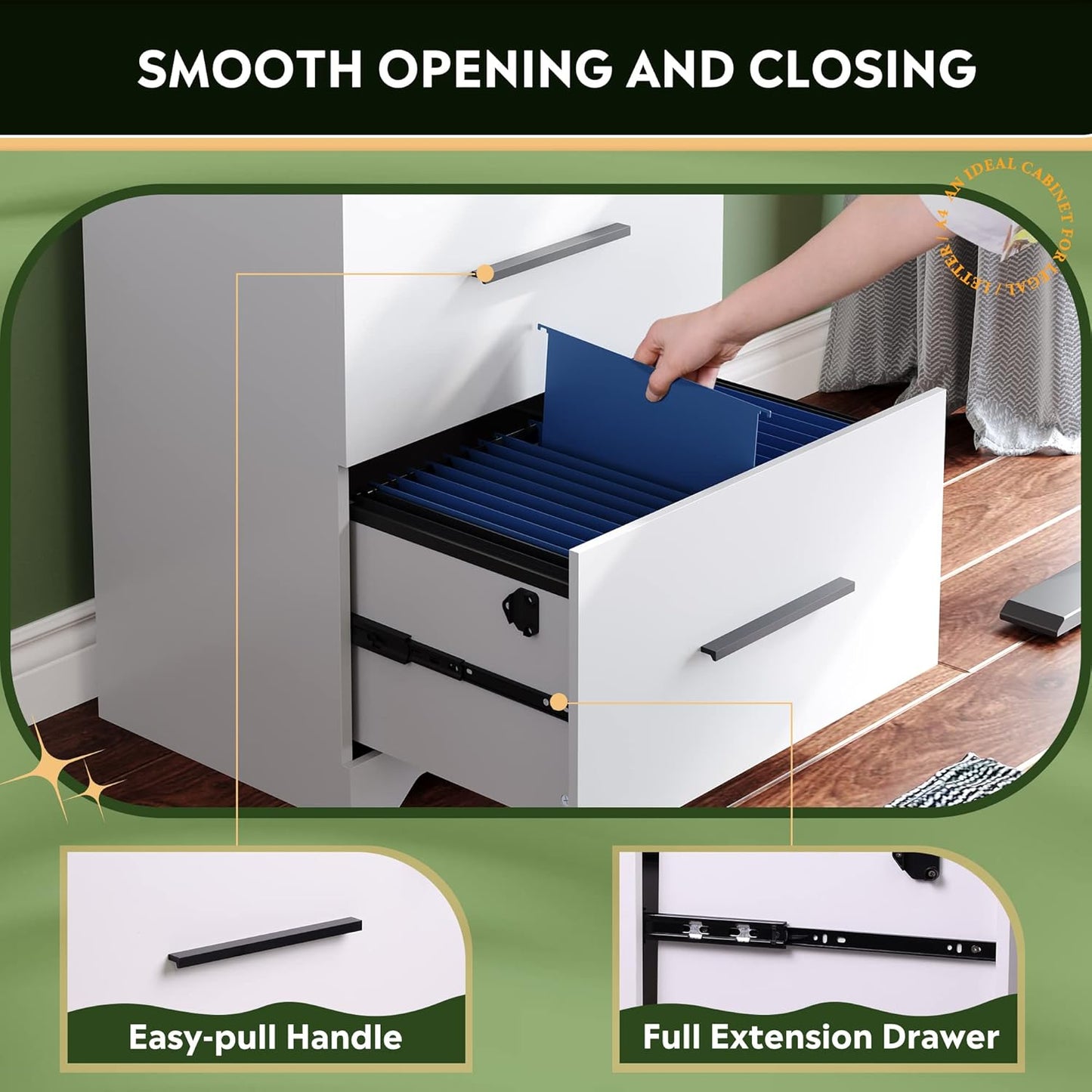 DEVAISE 2-Drawer Wood Lateral File Cabinet with Lock for Office Home, White