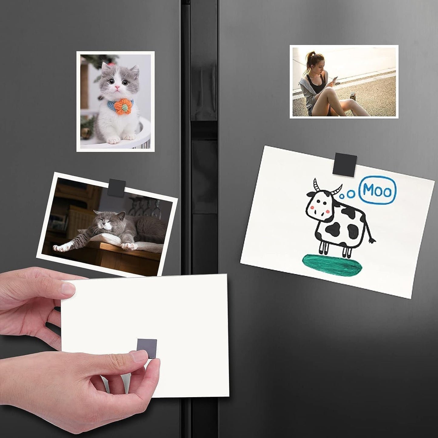 DIYMAG Adhesive Magnetic Sheets - |Each 20x20x2mm| (110 PCS) Align Image with The Magnetics Sheet,Then,Tear Off The Protective Film to Stick The Images on Surface of Binder