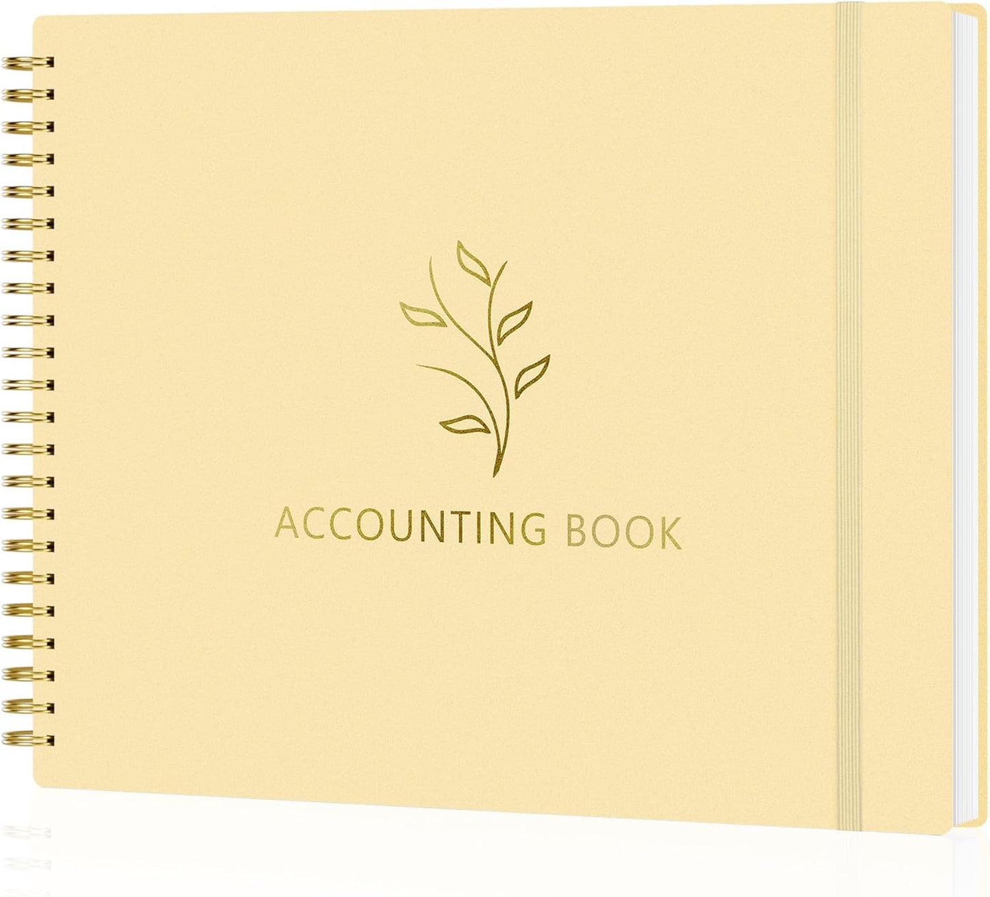 Accounting Ledger Book for Small Business & Personal Use, Horizontal Expense Tracker Notebook Ledger Book for Bookkeeping, Financial Income and Expense Log Book 10.2" x 8", Light Yellow