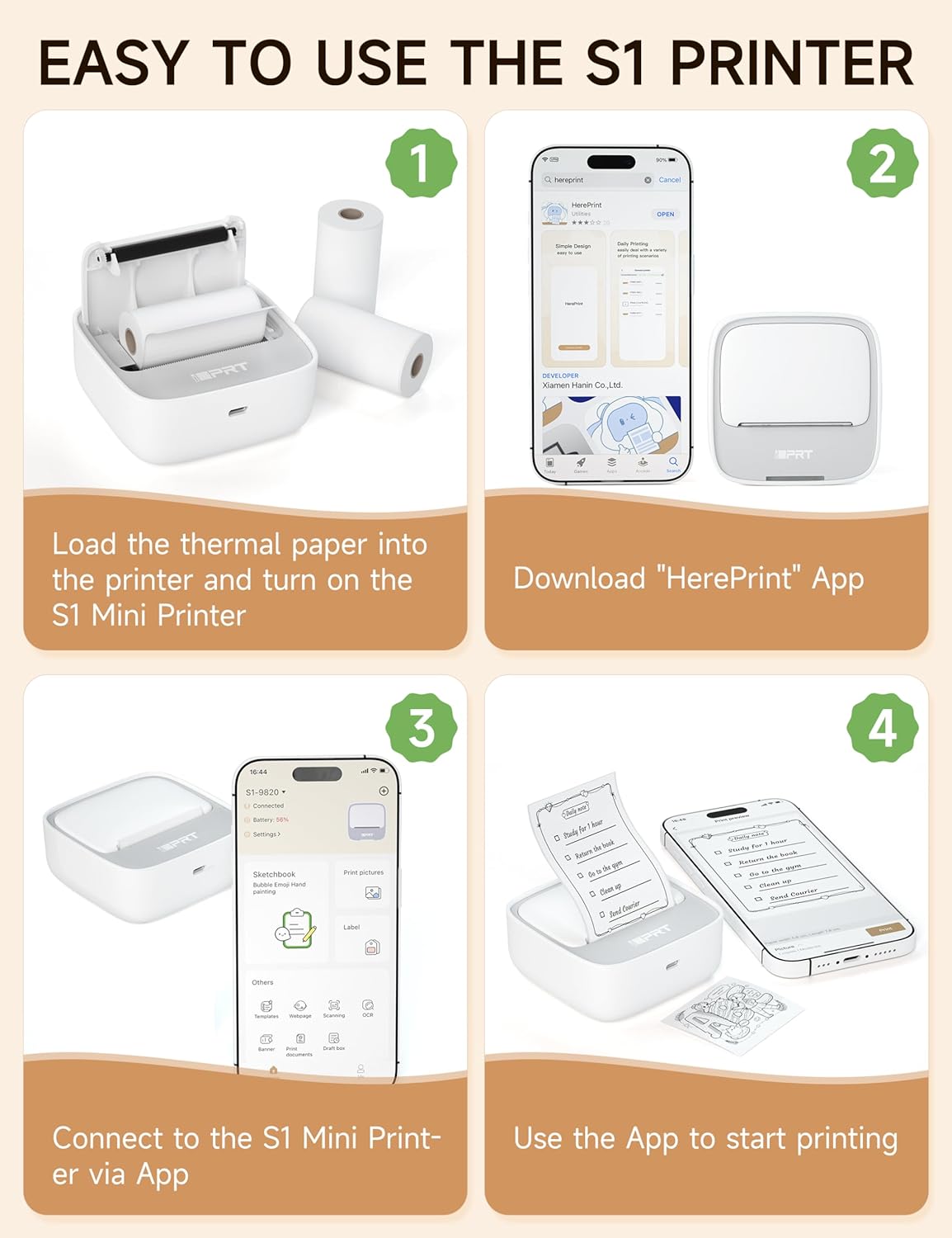 iDPRT Portable Sticker Maker Machine with 1 Roll Sticker Paper, Mini Printer Efficiently and Quickly, Thermal Printer for Study Notes, Pictures, DIY, Label, Free App with Multiple Templates, Grey