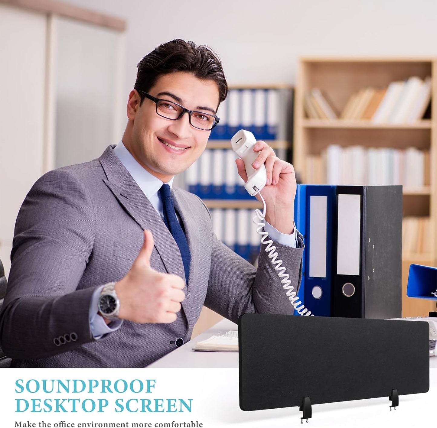 Wesiti 2 Pcs Acoustic Desk Divider Noise Reducing Desk Privacy Panel for Student Table Standing Sound Proof Divider Desktop Claw Office Furniture Partition for Classroom(Black,47.24 x 15.75 Inches)