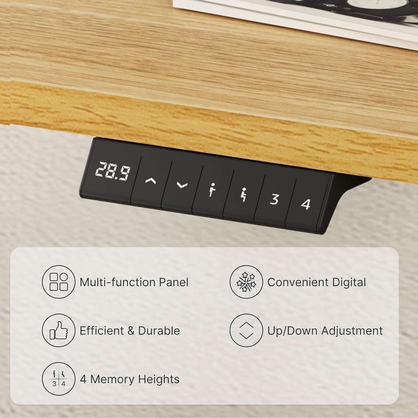 FLEXISPOT EN1 Whole-Piece Standing Desk 40 x 24 Inches Electric Height Adjustable Desk for Home Office (White Frame + Maple Top)