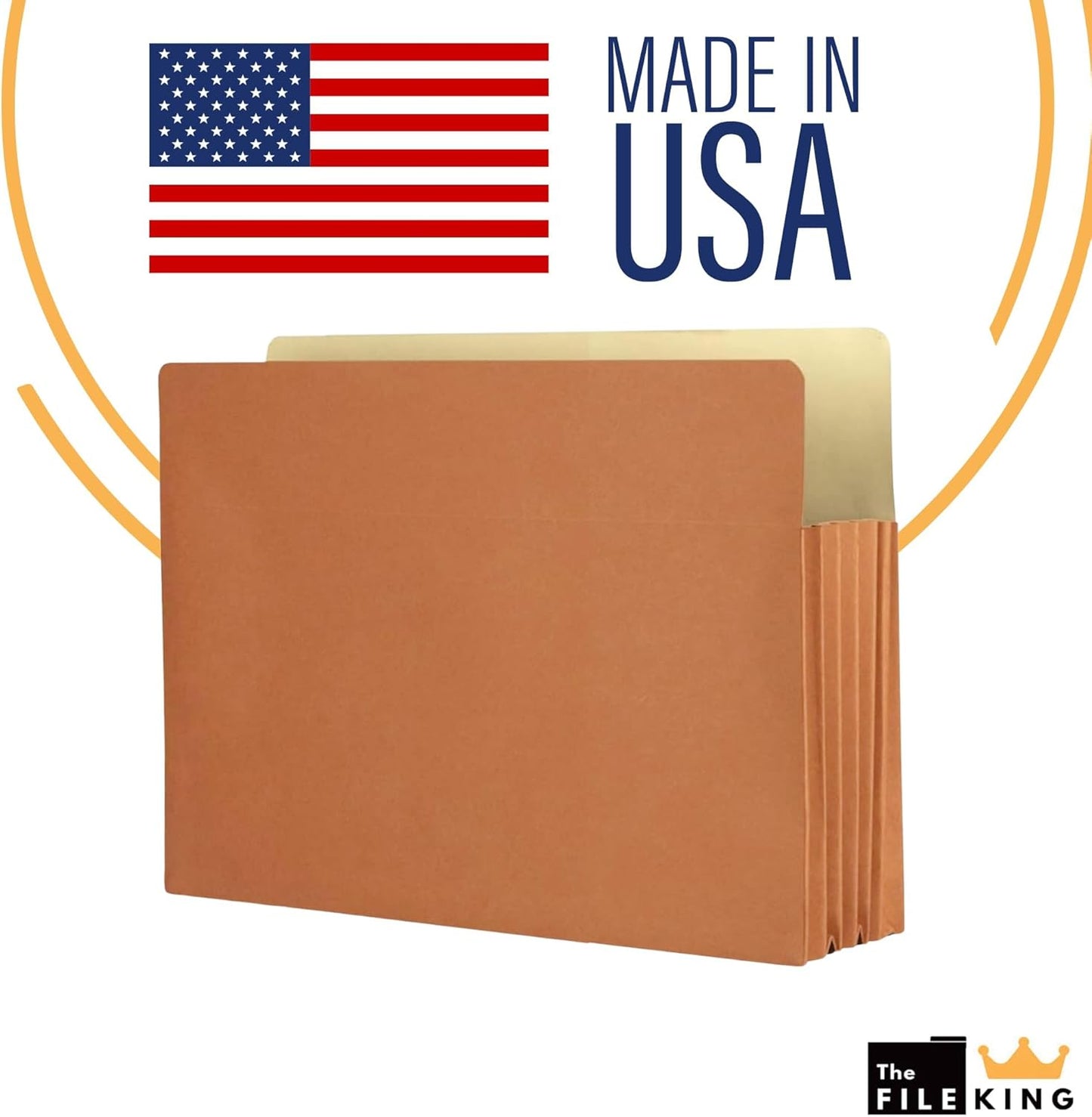 The File King Expanding Accordion File Folder | Letter Size | Box of 50 Redropes | 3.5” Expansion | Store and Organize Papers | Keep Records in One Place | Save Time Searching