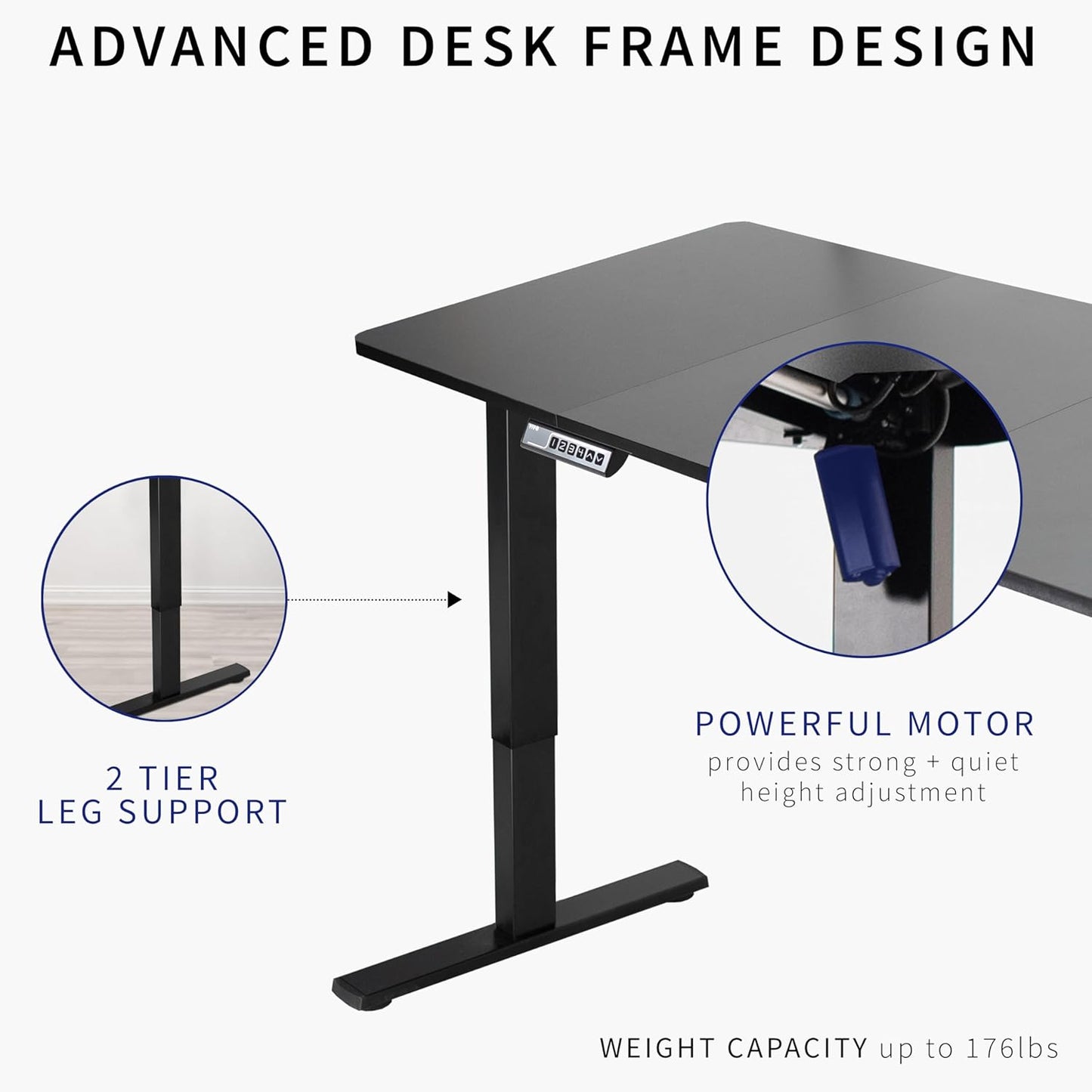 VIVO Electric 60 x 30 in Standing Desk, Memory Height Adjustment, 1B Series, Black Top Gray Frame, DESK-KIT-1G6B-30