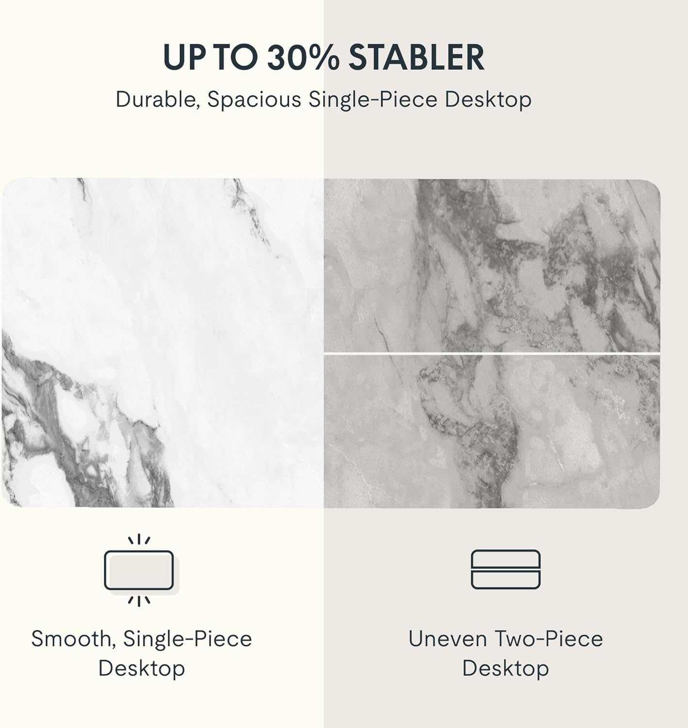 FLEXISPOT EN1 One-Piece Standing Desk 48 x 30 Inches Height Adjustable Electric Desk Sit Stand Desk Home Office Desks (White Frame + Marble Gray Top, 2 Packages)