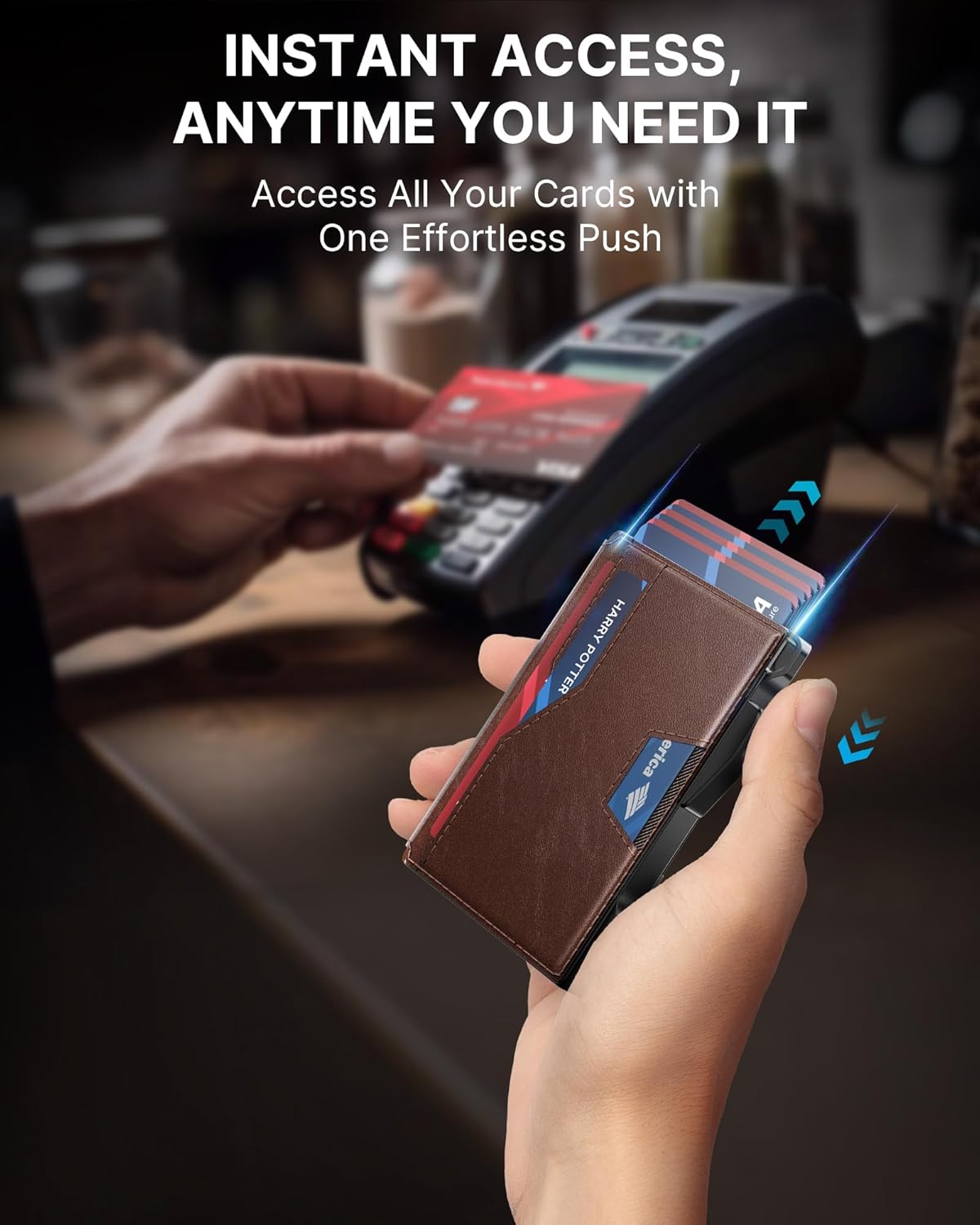 typecase Pop Up Wallet: Slim Wallet with Money Clip, Rfid-blocking, Minimalist, Small, Thin, Compact Card Case, Magnetic Bifold, Front Pocket Wallet, 9-13 Card Capacity, Mens Gifts Wallet - Brown