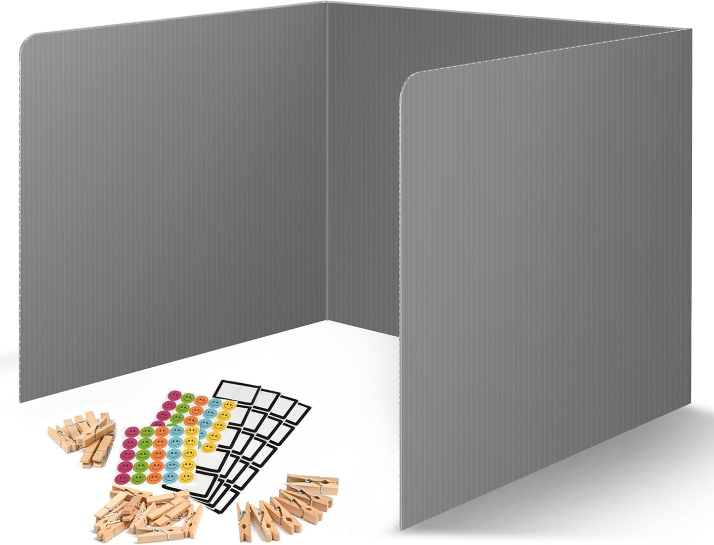 20-Pack Desk Dividers for Students - Durable & Waterproof Plastic Privacy Shield Divider, Classroom Folders Teacher Supplies, Easy-to-Clean Plastic Study Carrel Folder Boards for Student Desks, Grey