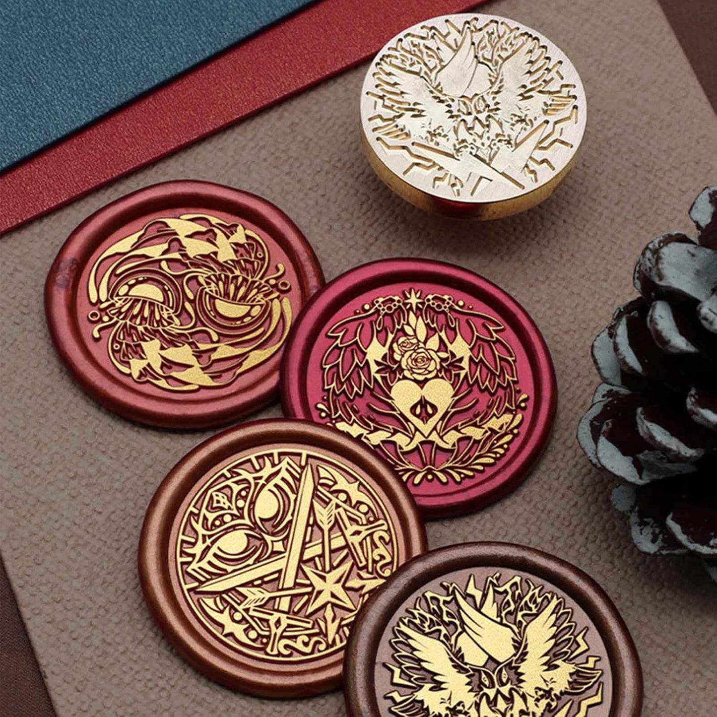Athena Wax Seal Stamp - Vintage Owl Double Sword Sealed Stamp, 1.18 inch/30mm Brass Arrow Shield Sealing Stamp for Friends and Family, Such as Christmas,Easter,and Birthday Gifts
