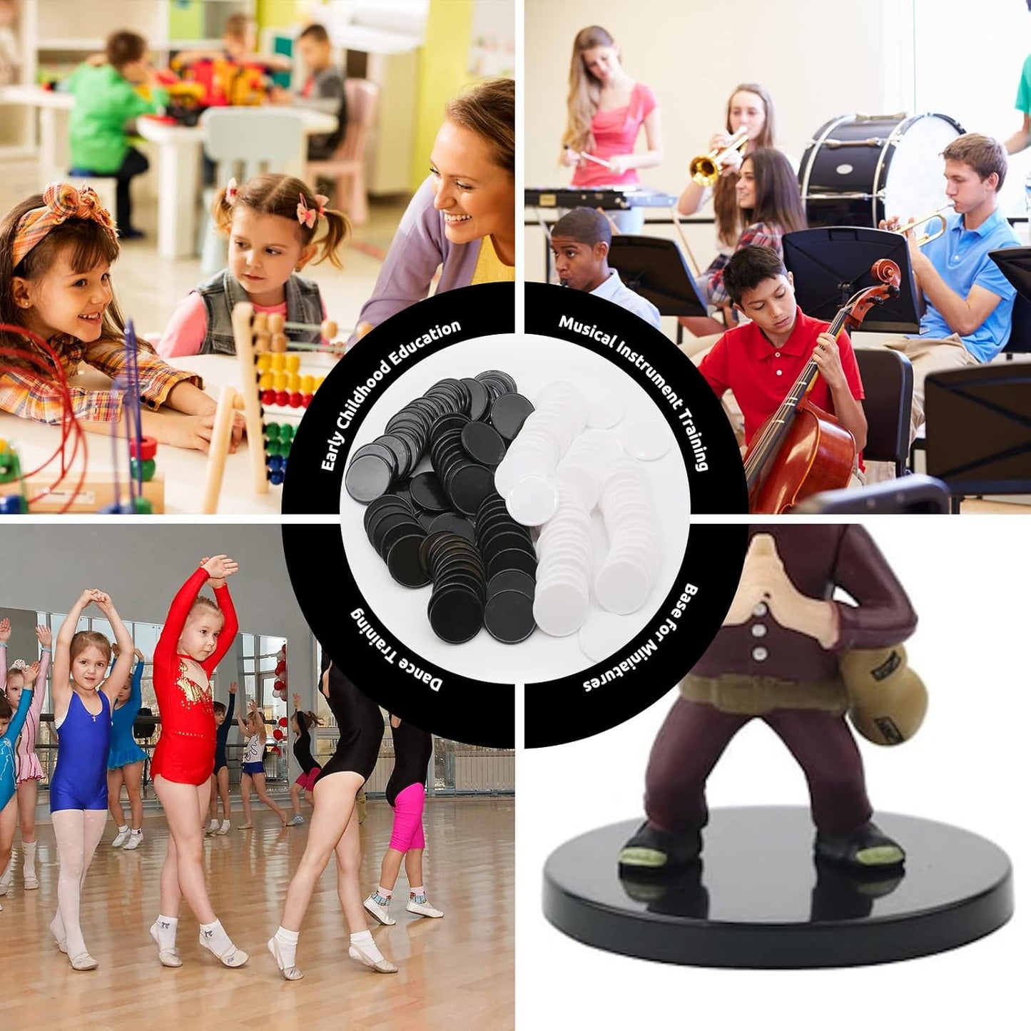 Set of 100 Opaque Plastic Learning Counters Mini Poker Chips Game Tokens with Storage Box (Black+White, 1 Inch)