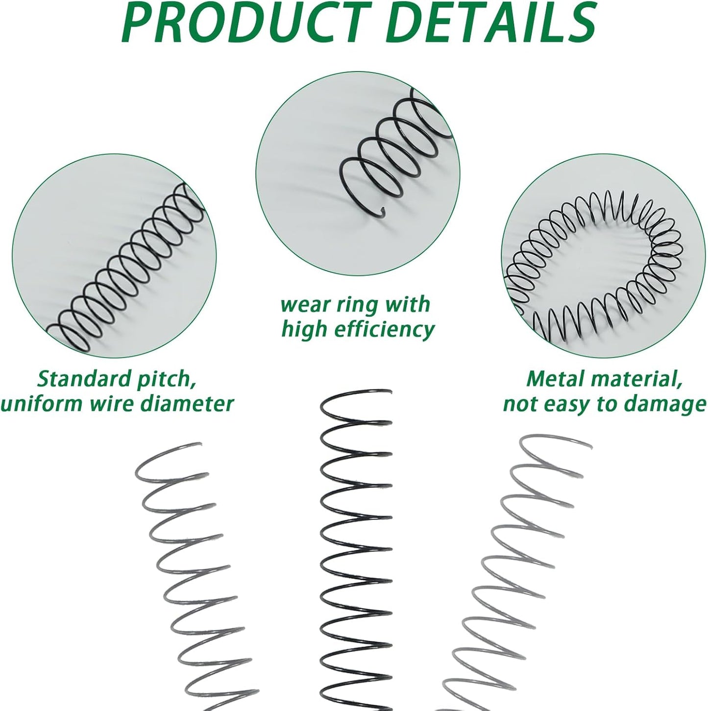 RAYSON 9.5mm Wire Coil Binding Spiral, 3:1 Pitch, 3/8" Metal Spiral Binding Coil, Black Color & Pack of 100