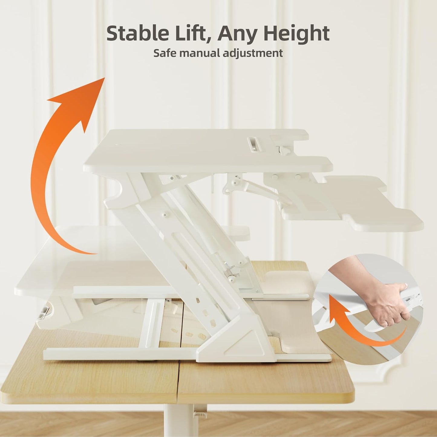 Claiks Standing Desk Converter 36 inch, Height Adjustable Sit Stand Up Desk Riser, Quick Sit to Stand Tabletop Dual Monitor Riser Workstation for Home Office with Keyboard Tray, White