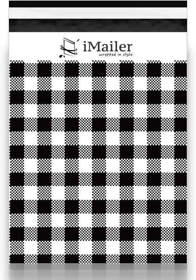 100 Count - 12 x 15.5 inch, Poly Mailer Black Gingham Plaid Package Envelope, Mailing Shipping Bags with Self Seal Strip