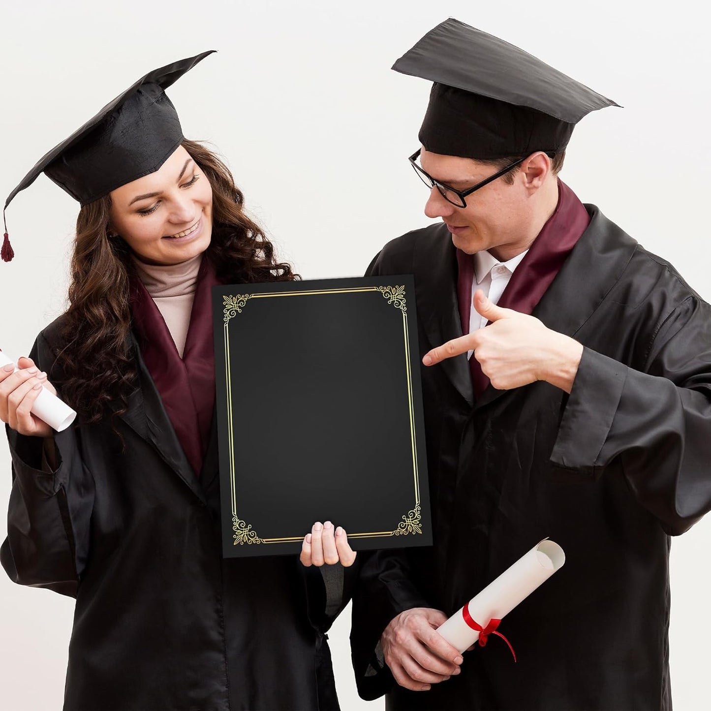 GNL Certificate Holders - 25 Packs Black Diploma Holders, Certificate Covers with Gold Foil Border, for Letter Size 8.5 x 11 Certificate Paper, Award, Graduation, Documents