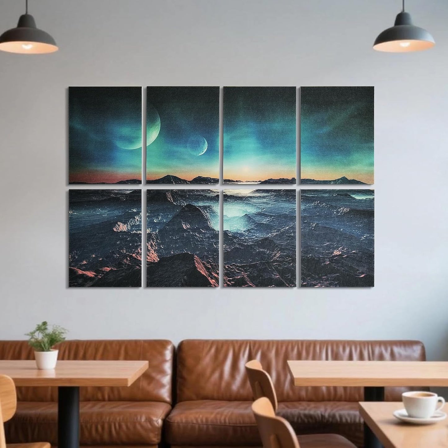 UMIACOUSTICS 8 Pcs 0.7Inch Thick Art Acoustic Panels, Total 47.2” x 31.5” Decorative Acoustical Wall Panels, Sound Absorbing Art Panels for Home, Office, Hotel, Recording Studio, Stars Daybreak