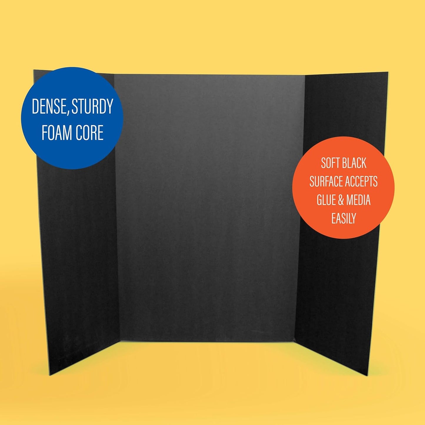 Flipside Products 36” x 48” Foam Project Boards for Presentations, Science Fair, School Projects, Event Displays and Trifold Picture Board - Total Black - 24 Pack