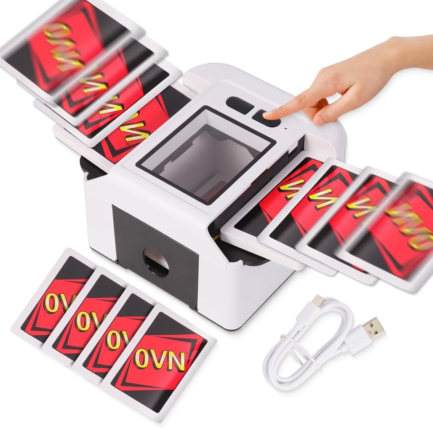 Rechargeable Automatic Card Shuffler for 2 Decks, 2000mAh Built in Battery USB-C Charge, Low Noise Fast Shuffle, Smart Auto Shuffler for UNO Poker Blackjack Skip-Bo Texas Hold'em Canasta Skyjo(White)
