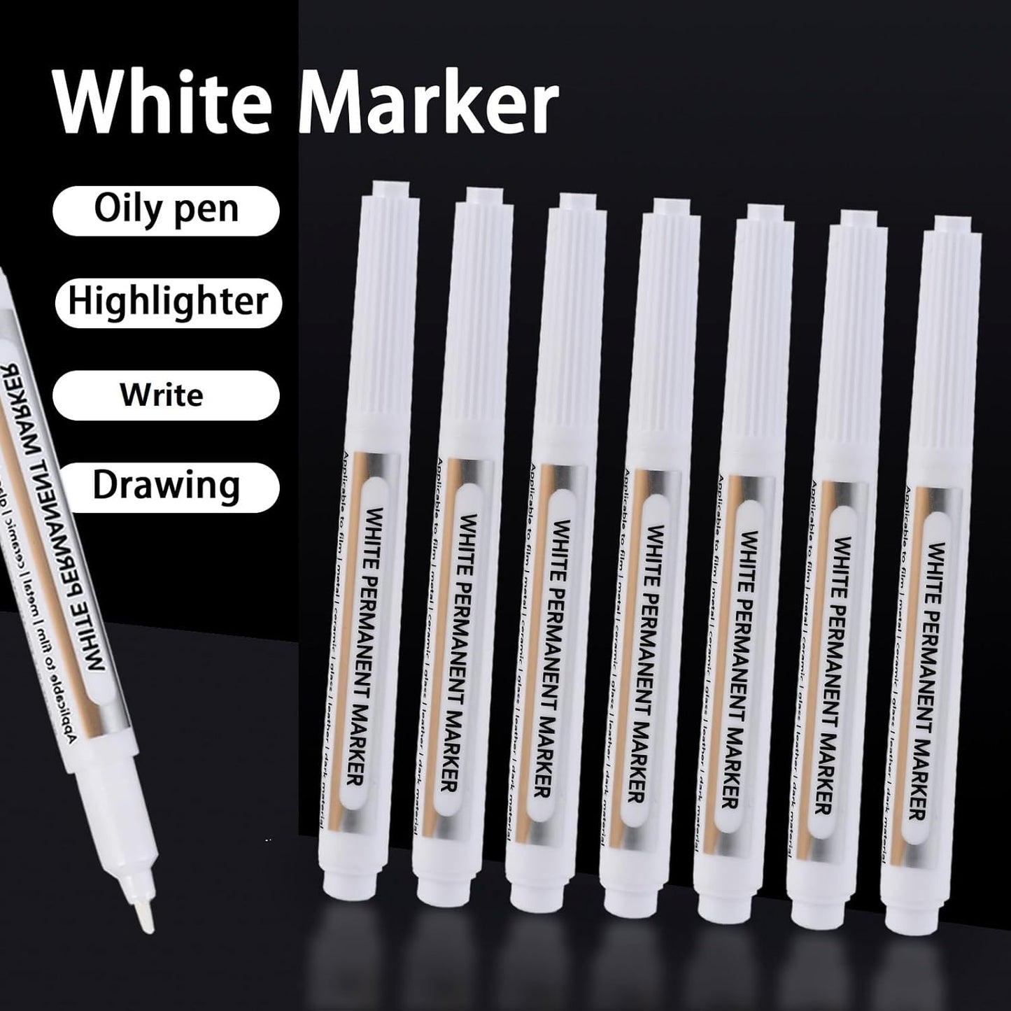 Goldge 20 White Paint Pen - Waterproof Acrylic Markers, Permanent White Paint Markers for Metal, Canvas, Glass, Wood, Stone, Ceramic, DIY Art Supplies