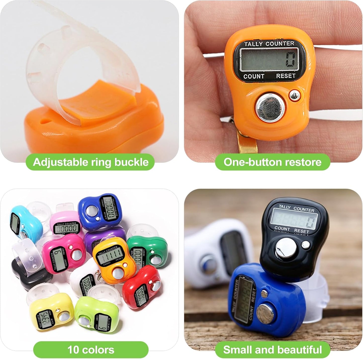 10-Pack Mini LCD Digital Finger Clicker Counter, 5-Digit Handheld Tally Counter for Knitting, Crochet, Lap Counting, Golf, Coaching, and Classroom Use