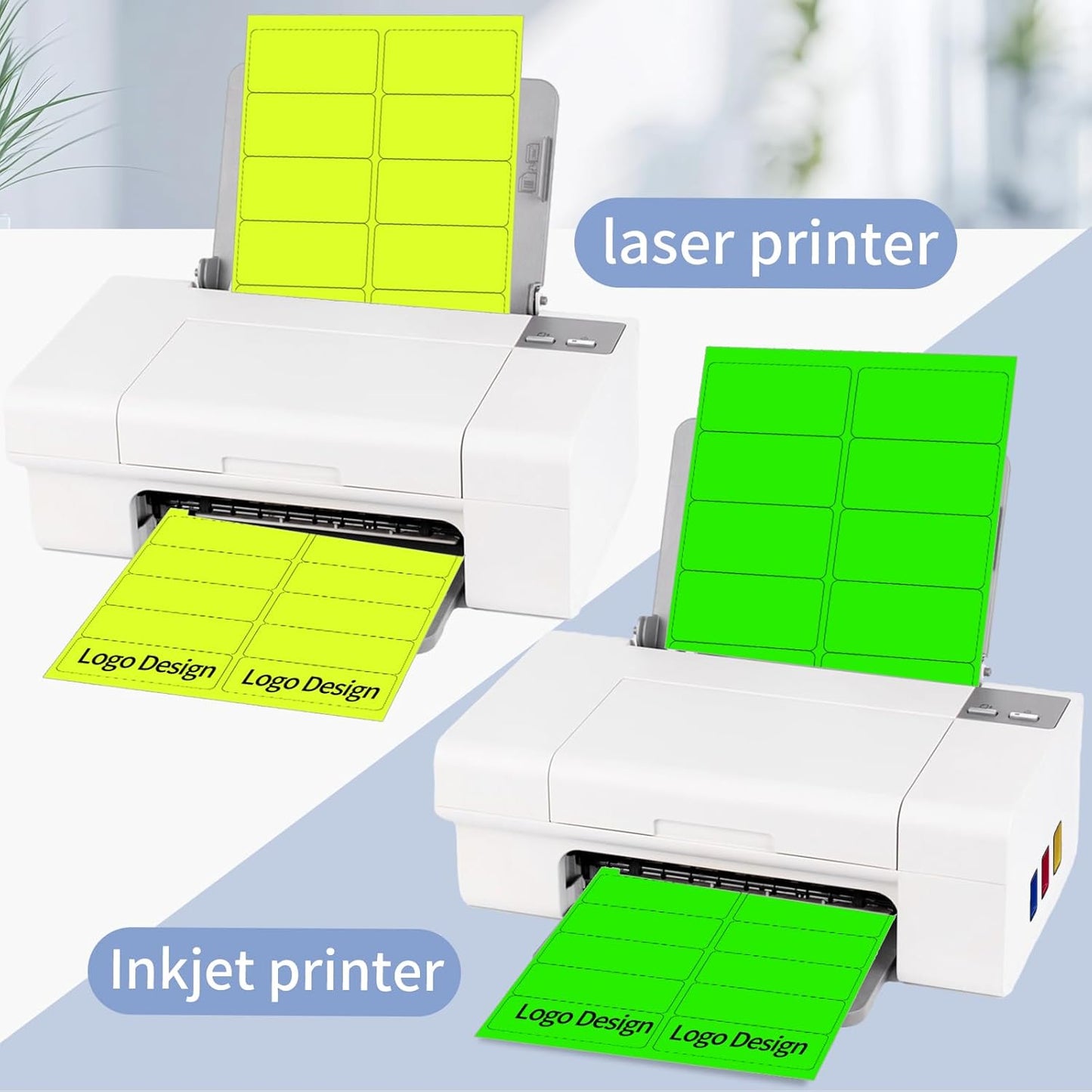 STARLIBOO 2" x 4" Colored Labels Stickers Fluorescent Bright Moving Labels for Laser/Inkjet Printer, Permanent Adhesive