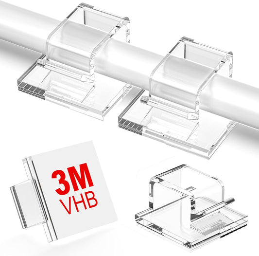 100 PCS Outdoor Light Clips for Christmas Lights (Large, Clear), Adhesive Cable Clips for Cable Management Under Desk, Wall Wire Holders Hooks Cord Organizer for LED Lights, Car, PC