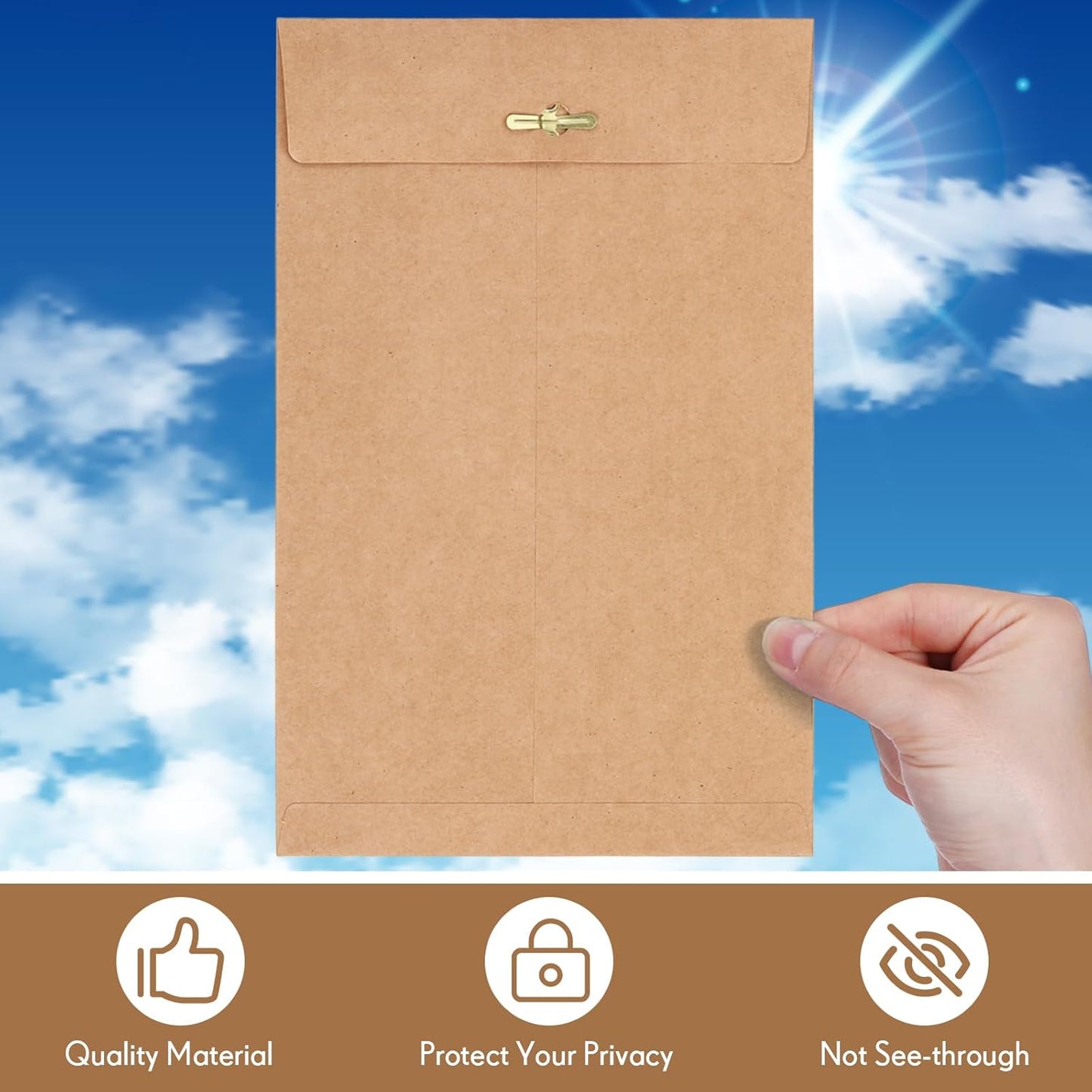 Teling 50 Pcs Manilla Envelopes Clasp Kraft Catalog with Closure for Storing Mailing 28 lb Kraft Envelope Paper for Office Document School Business Home(Brown,6 * 9)