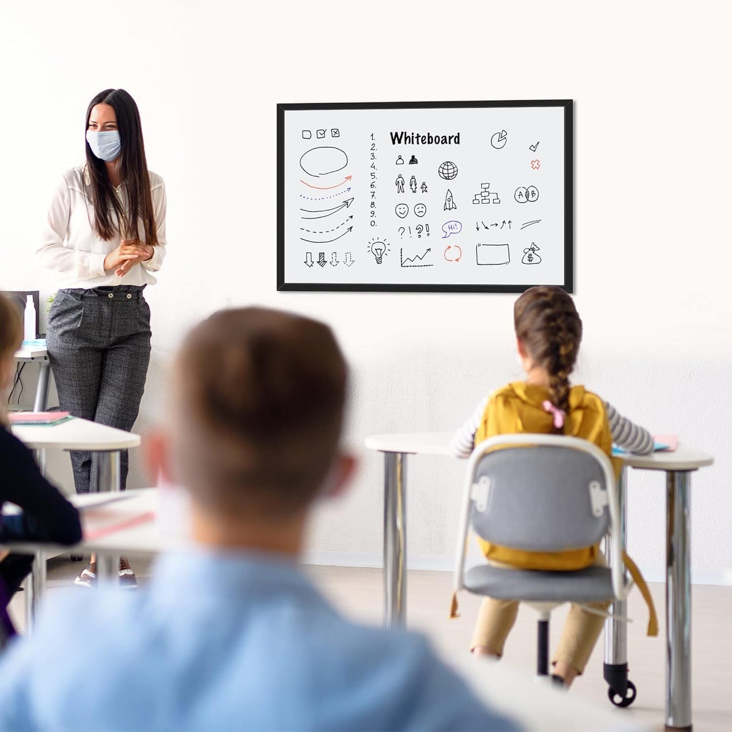 Amazon Basics Magnetic Dry Erase Whiteboard, 35"W x 23"H, Black Wooden Frame