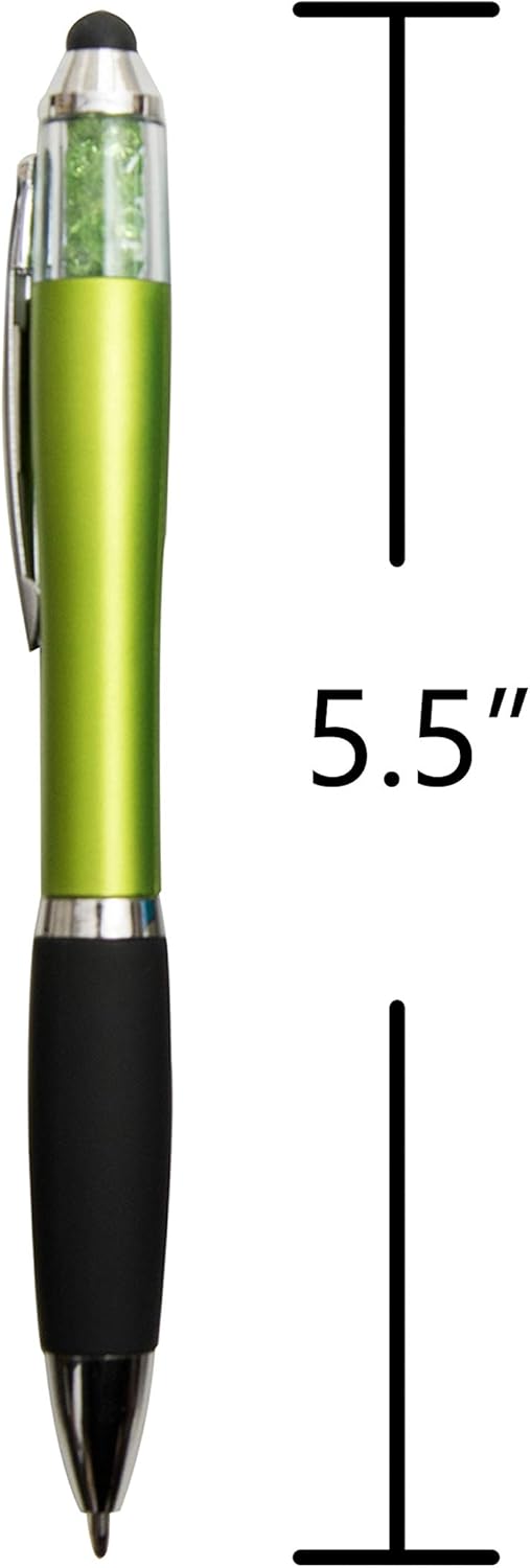 MiSiBao Stylus Pens for Touch Screens, Medium Point Pens with Crystals for Women and Kids Black Ink Pen with Stylus Ballpoint Pens with Comfort Grip for The Ipad (Style-5 Count+3 Refills)