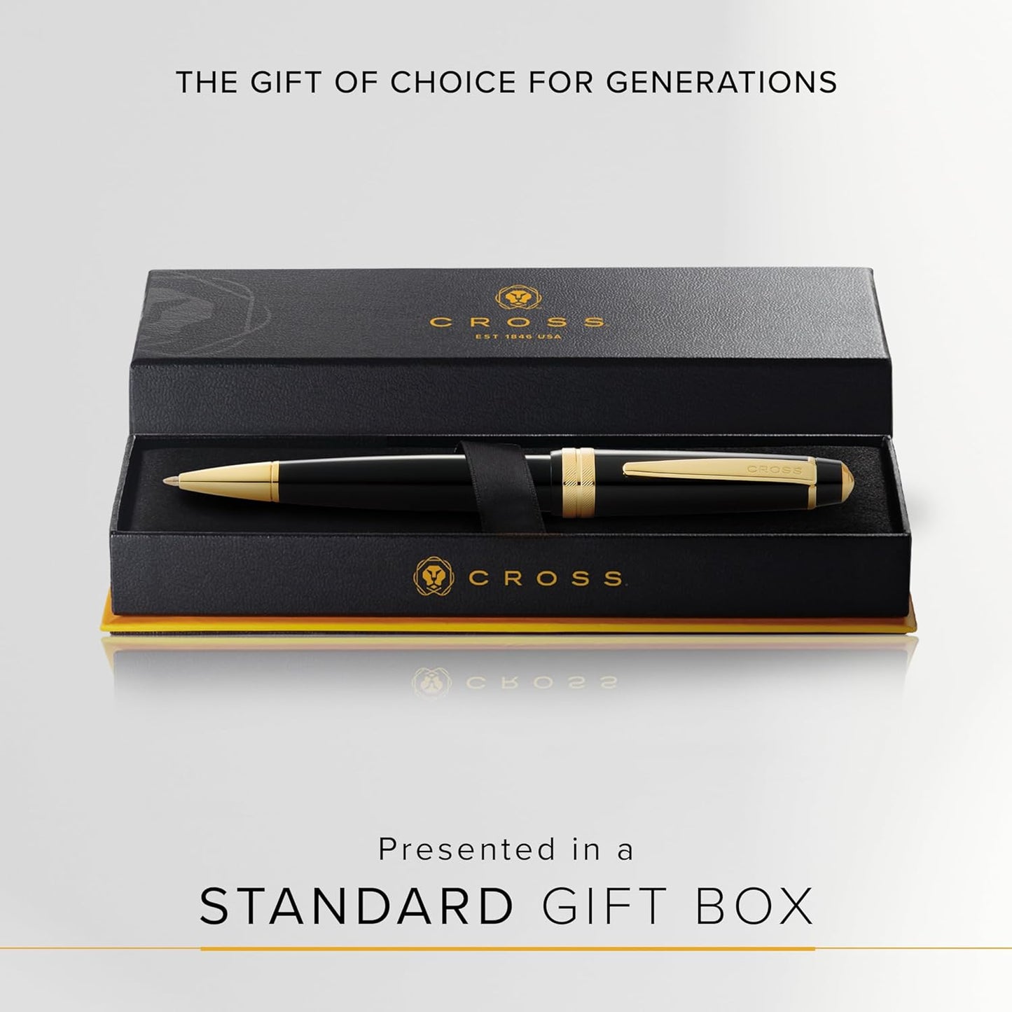 Cross Bailey Light Refillable Ballpoint Pen Presented in a Everyday Gift Box - Medium Point, Black Ink, Polished Black