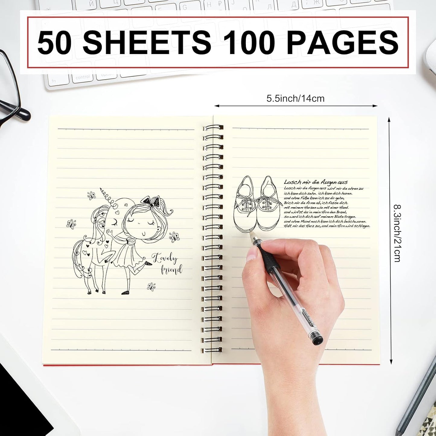 Yahenda Spiral Notebook Bulk A5 Journal Lined 8.3'' x 5.5'' Writing Composition Paper Small Notepad Subject Notebook for Students Office Business Back to School Supplies(Red,18 Pcs)