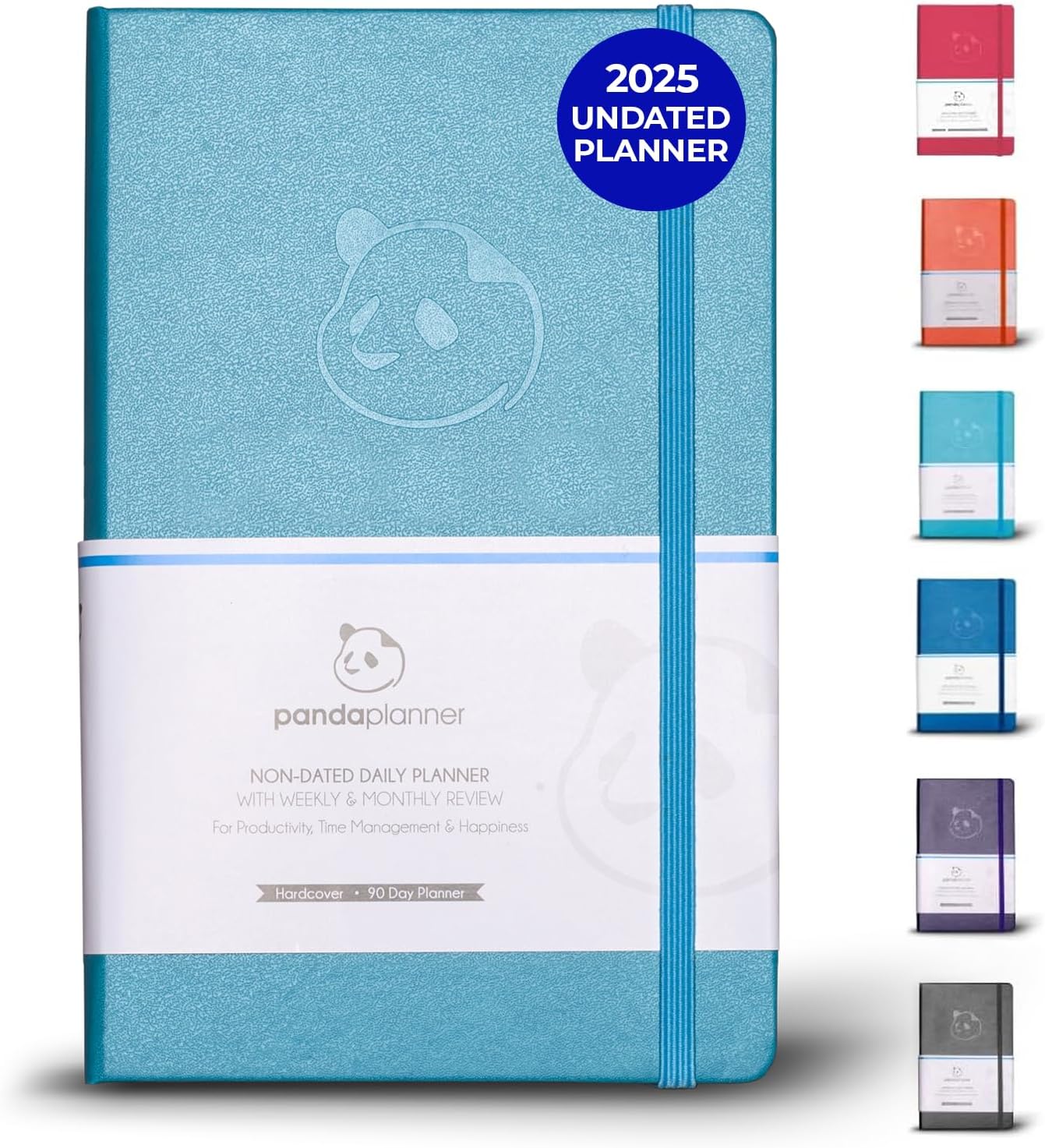Panda Planner 2025-2026 – Classic Academic Daily, Weekly & Monthly Undated Planner, Agenda & Calendar Notebook – Productivity & Goals – Cyan Blue